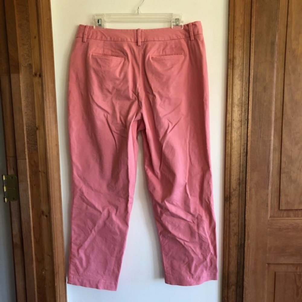 TALBOTS Stretch Pink Cotton Chino Ankle Pants 12 - Picture 7 of 16
